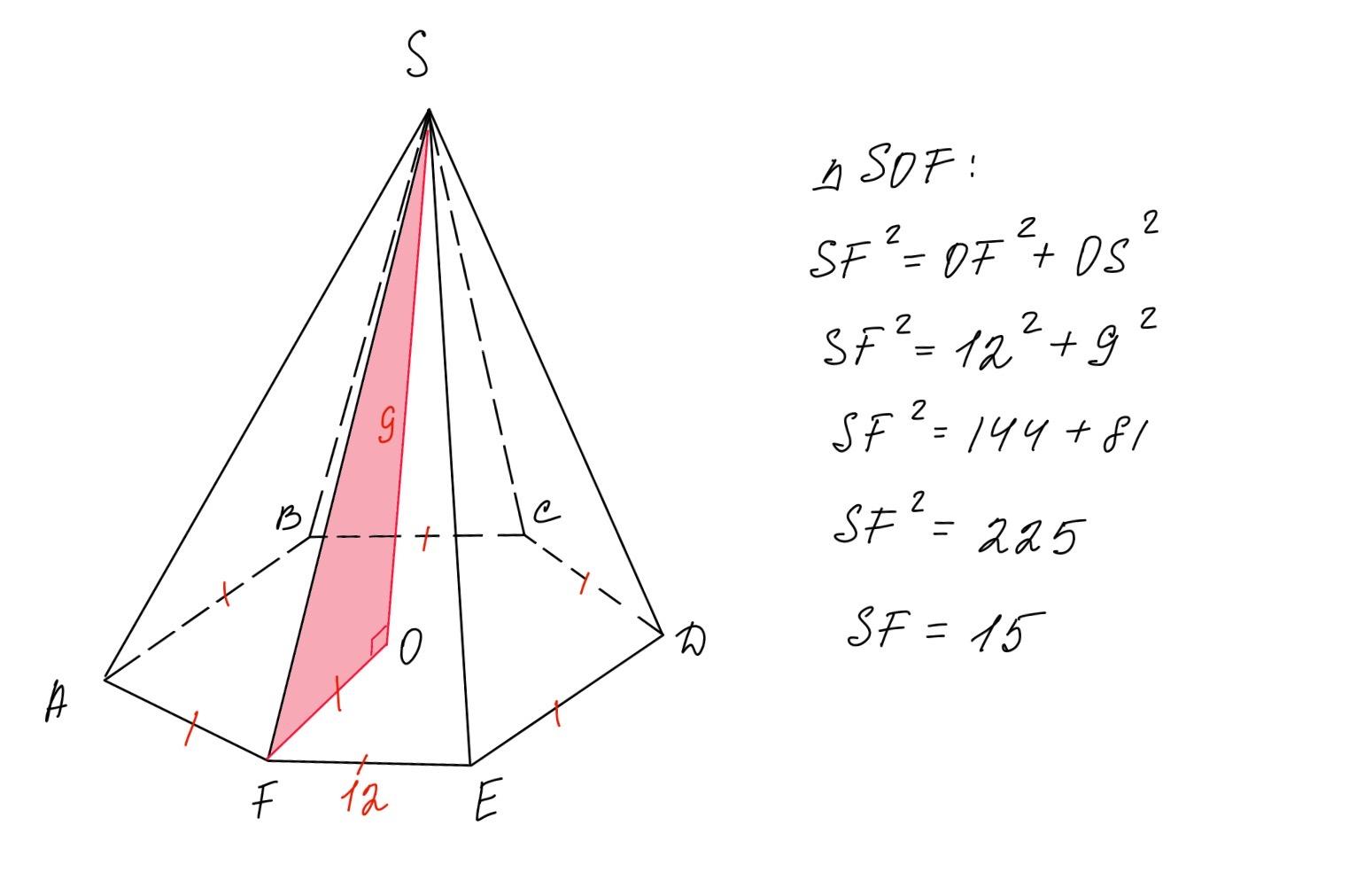 Площадь шестиугольника правильного пирамиды